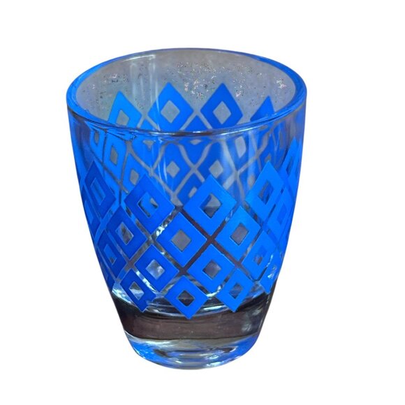 Mid-Century Made in France Blue Diamond Shot Glasses Set Of 5 Shot Glasses - Picture 2 of 6